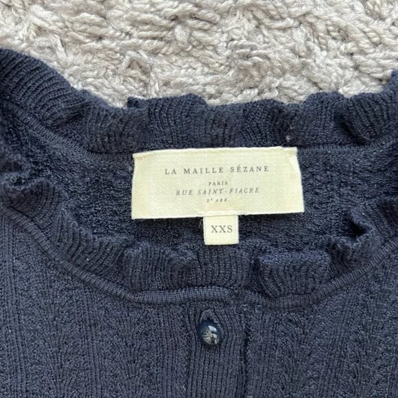 La Maille Sezane Sweater Cardigan Women's Merino Wool Blue - Picture 4 of 11